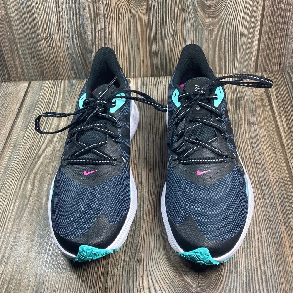 Nike Winflo 7 Run Shield Women's Size 9.5 Black, Gray, Green Running Shoes - Picture 5 of 16